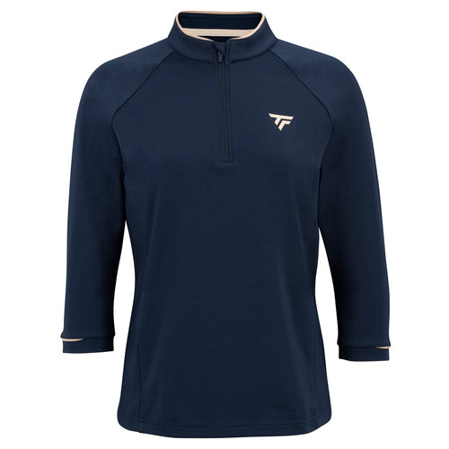 Women's Thermal Zip 3/4 Sleeve Technical Sweatshirt, Navy Blue