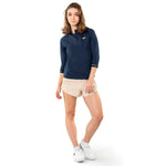 Women's Thermal Zip 3/4 Sleeve Technical Sweatshirt, Navy Blue