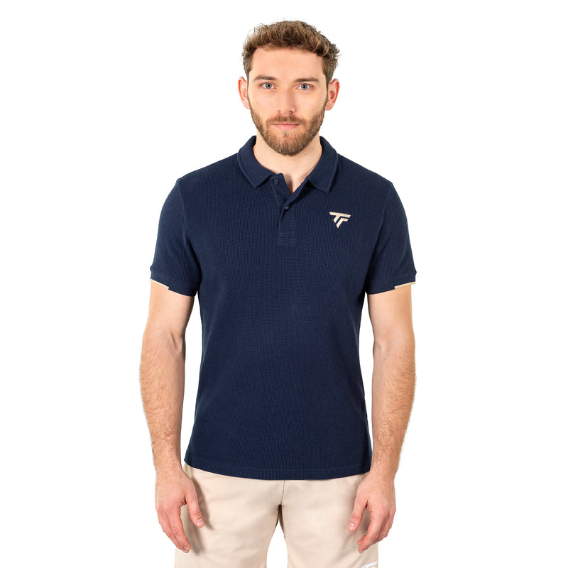 Men's Navy Waffle Polo Shirt
