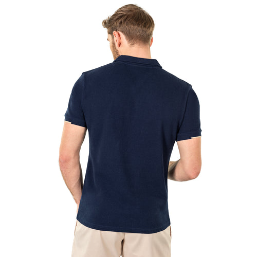 Men's Navy Waffle Polo Shirt