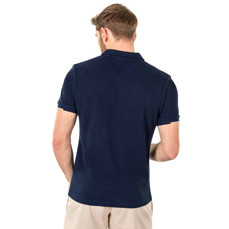 Men's Navy Waffle Polo Shirt
