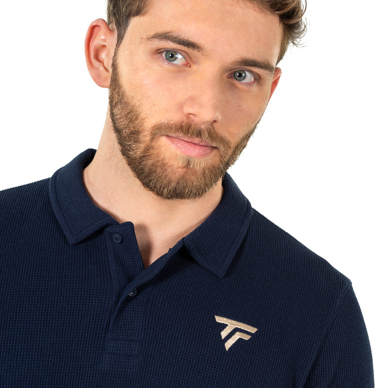 Men's Navy Waffle Polo Shirt