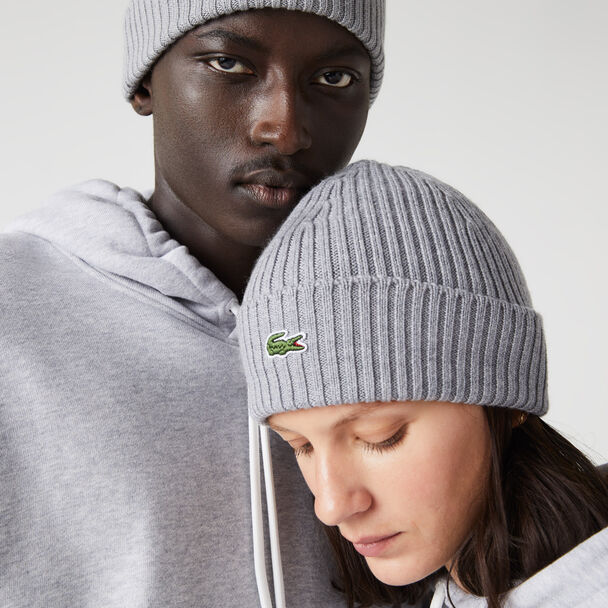 Unisex Lacoste Wool Beanie Ribbed
